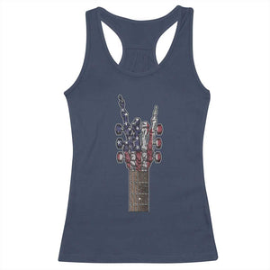 Rock On Skeleton Hand Guitar Racerback Tank Top Retro American Flag Heavy Metal Guitarist TS10 Navy Print Your Wear