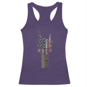Rock On Skeleton Hand Guitar Racerback Tank Top Retro American Flag Heavy Metal Guitarist TS10 Purple Print Your Wear