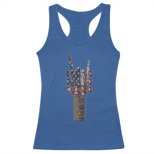 Rock On Skeleton Hand Guitar Racerback Tank Top Retro American Flag Heavy Metal Guitarist TS10 Royal Blue Print Your Wear