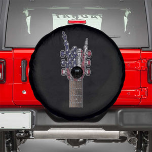 Rock On Skeleton Hand Guitar Spare Tire Cover Retro American Flag Heavy Metal Guitarist TS10 Black Print Your Wear