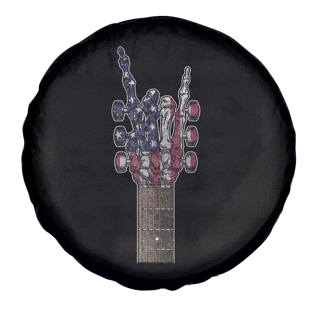Rock On Skeleton Hand Guitar Spare Tire Cover Retro American Flag Heavy Metal Guitarist TS10 Print Your Wear