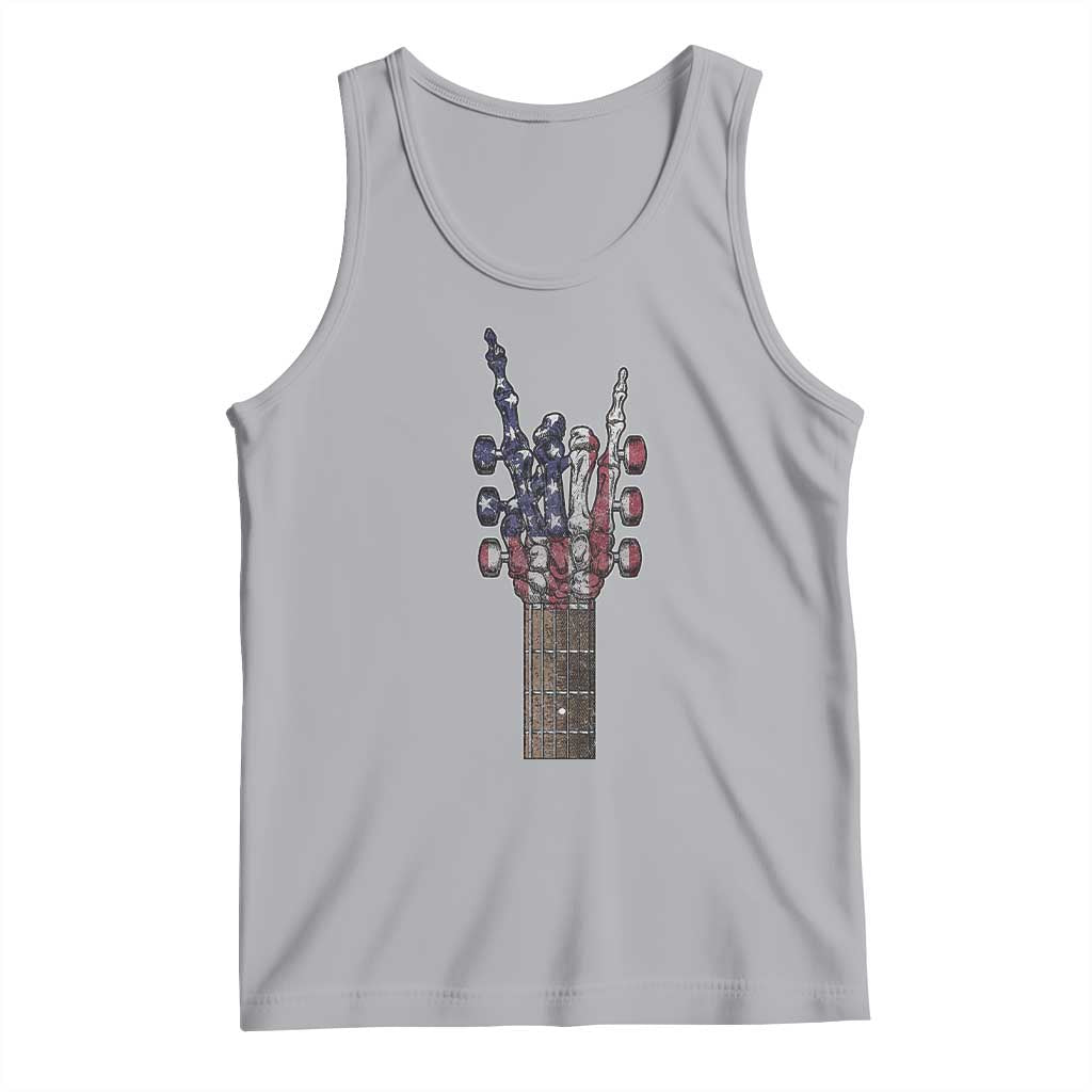 Rock On Skeleton Hand Guitar Tank Top Retro American Flag Heavy Metal Guitarist TS10 Athletic Heather Print Your Wear