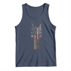 Rock On Skeleton Hand Guitar Tank Top Retro American Flag Heavy Metal Guitarist TS10 Navy Print Your Wear