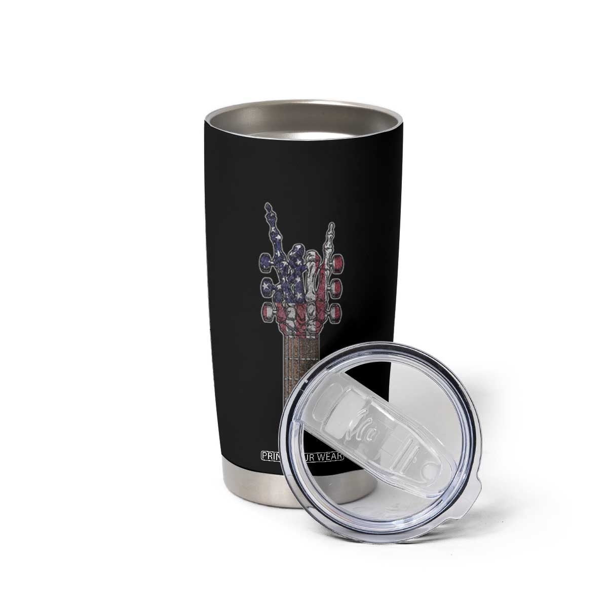 Rock On Skeleton Hand Guitar Tumbler Cup Retro American Flag Heavy Metal Guitarist TS10 Print Your Wear
