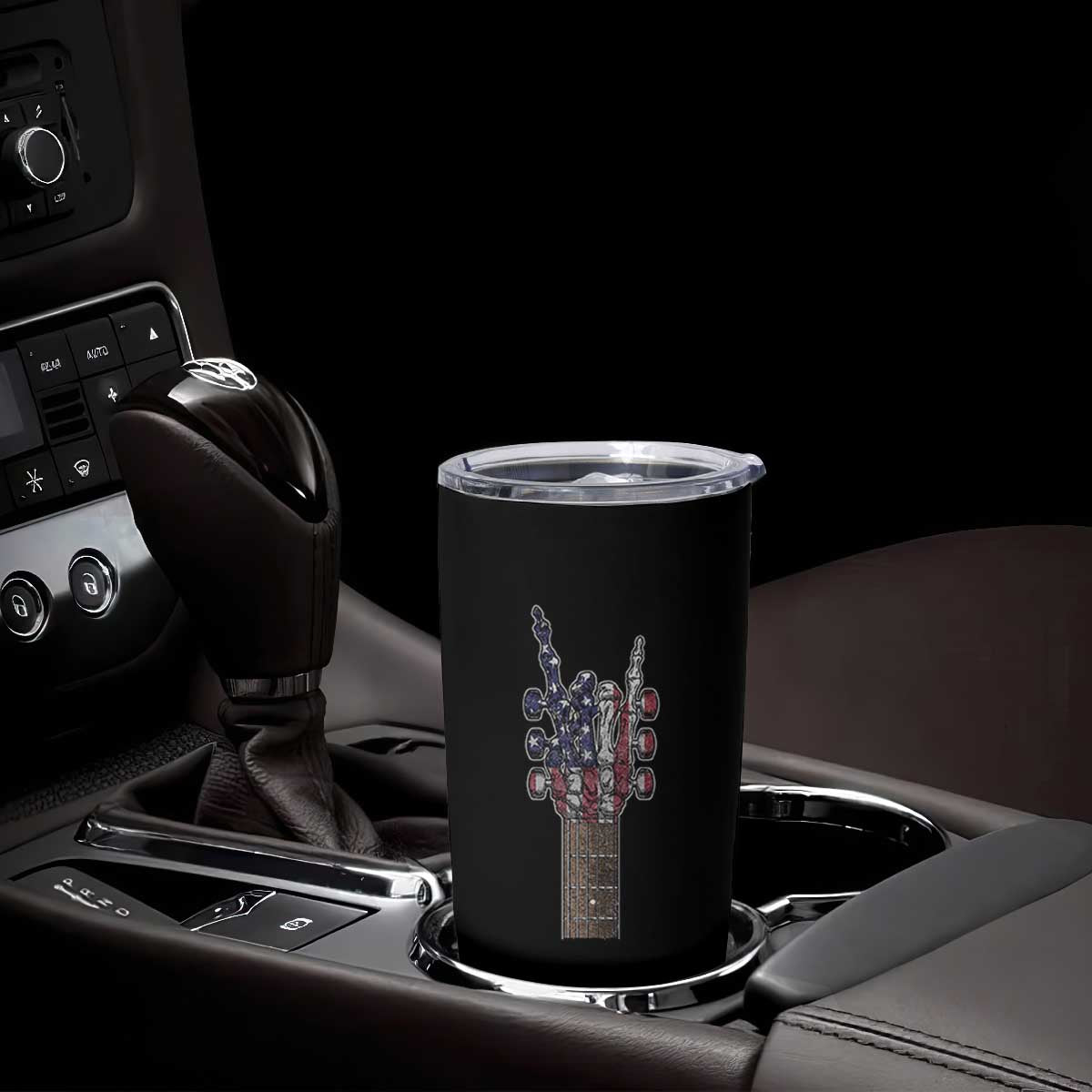 Rock On Skeleton Hand Guitar Tumbler Cup Retro American Flag Heavy Metal Guitarist TS10 Print Your Wear