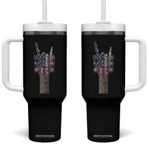 Rock On Skeleton Hand Guitar Tumbler With Handle Retro American Flag Heavy Metal Guitarist TS10 One Size: 40 oz Black Print Your Wear