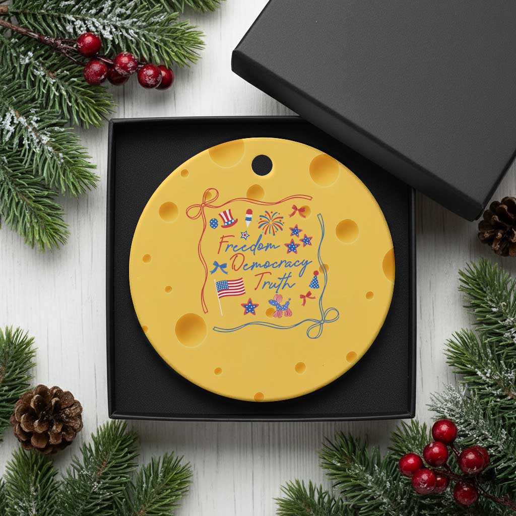 Patriotic Subtle FDT Ceramic Ornament Coquette Bow Patriotic 4th of July TS10 1pc Yellow Cheese Print Your Wear