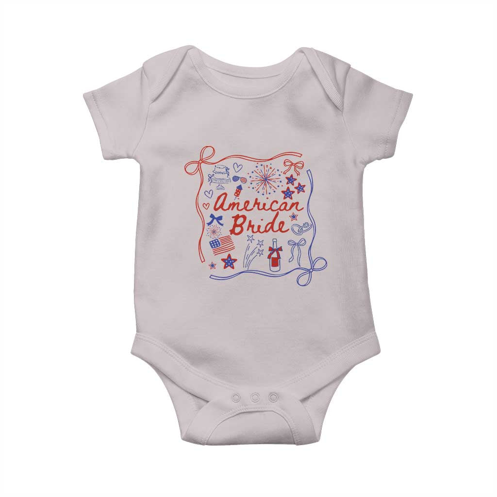 American Bride Bachelorette Party Baby Onesie Coquette Bow 4th Of July TS10 Ice Gray Print Your Wear