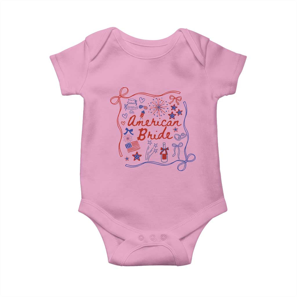 American Bride Bachelorette Party Baby Onesie Coquette Bow 4th Of July TS10 Light Pink Print Your Wear