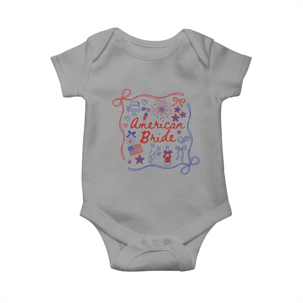 American Bride Bachelorette Party Baby Onesie Coquette Bow 4th Of July TS10 Sport Gray Print Your Wear