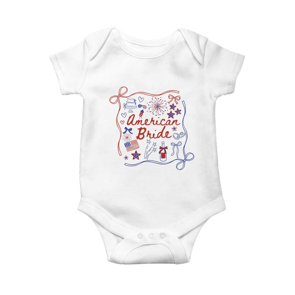 American Bride Bachelorette Party Baby Onesie Coquette Bow 4th Of July TS10 White Print Your Wear
