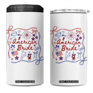 American Bride Bachelorette Party 4 in 1 Can Cooler Tumbler Coquette Bow 4th Of July TS10 One Size: 16 oz White Print Your Wear