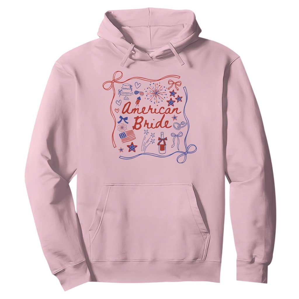 American Bride Bachelorette Party Hoodie Coquette Bow 4th Of July TS10 Light Pink Print Your Wear