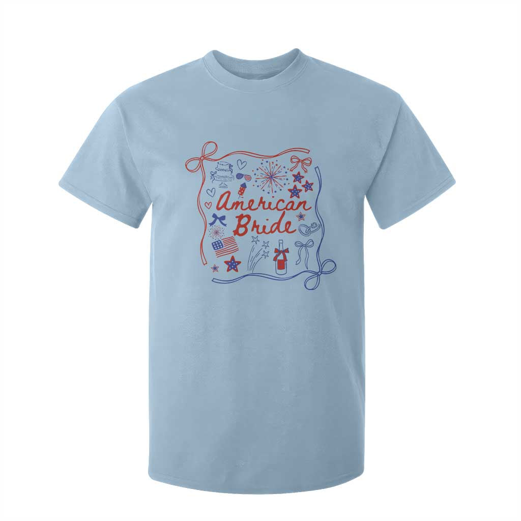 American Bride Bachelorette Party T Shirt For Kid Coquette Bow 4th Of July TS10 Light Blue Print Your Wear