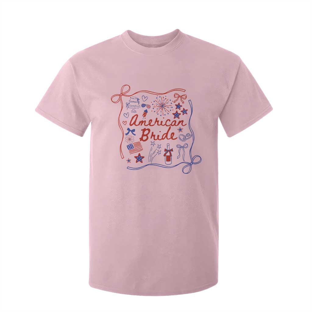 American Bride Bachelorette Party T Shirt For Kid Coquette Bow 4th Of July TS10 Light Pink Print Your Wear