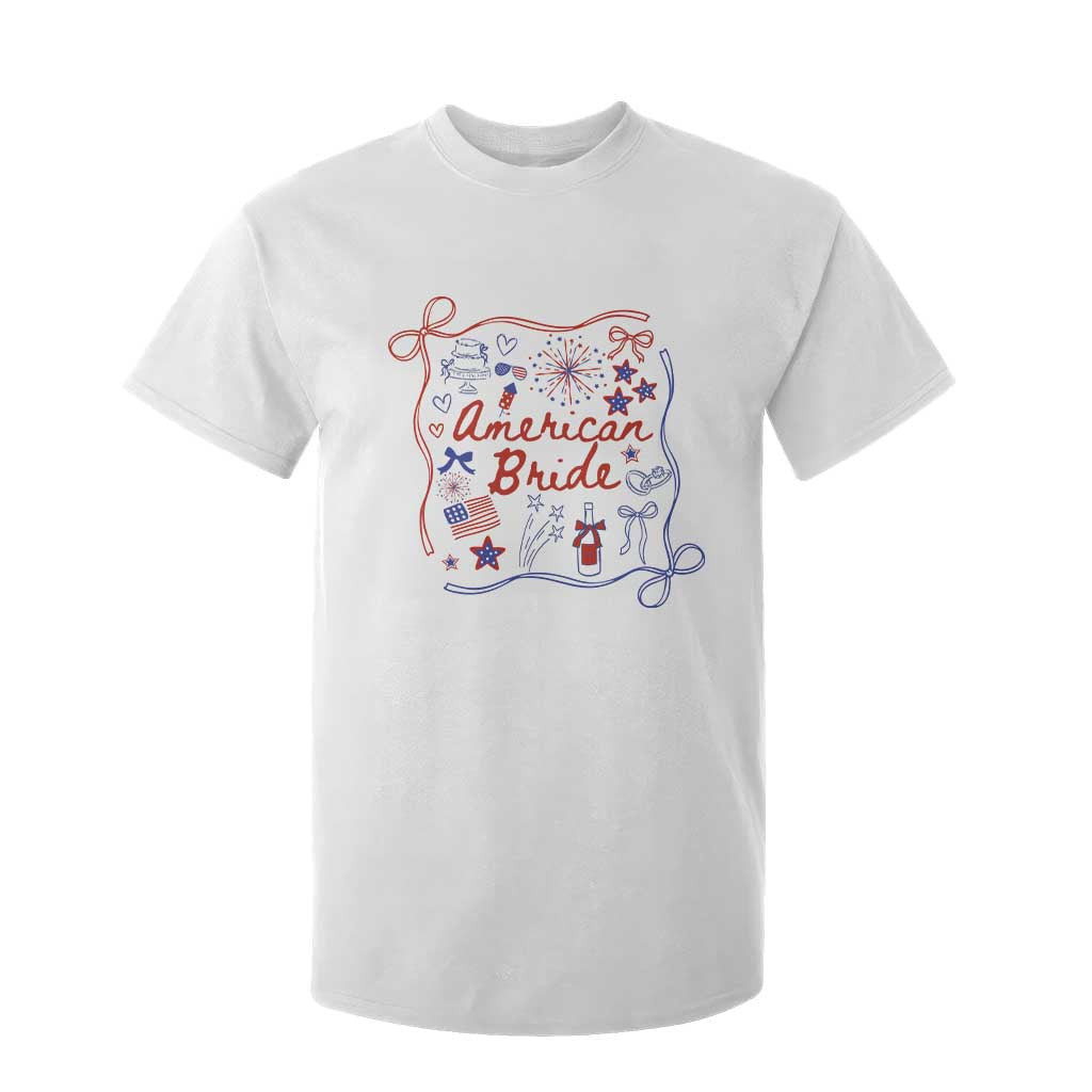 American Bride Bachelorette Party T Shirt For Kid Coquette Bow 4th Of July TS10 White Print Your Wear