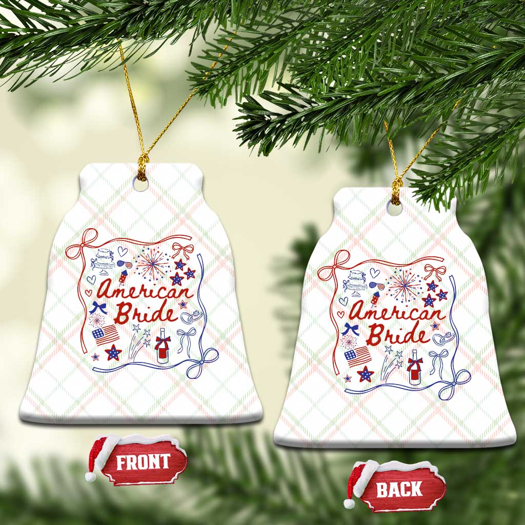American Bride Bachelorette Party Ceramic Ornament Coquette Bow 4th Of July TS10 Print Your Wear