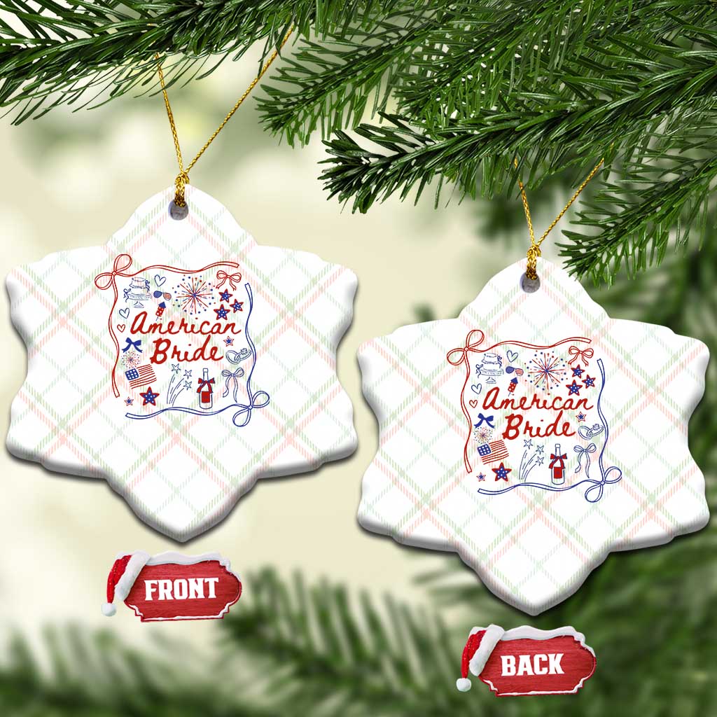 American Bride Bachelorette Party Ceramic Ornament Coquette Bow 4th Of July TS10 Print Your Wear