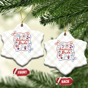 American Bride Bachelorette Party Ceramic Ornament Coquette Bow 4th Of July TS10 Print Your Wear