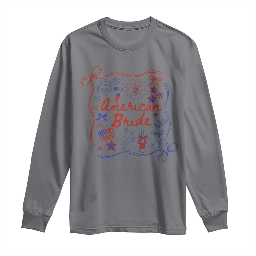 American Bride Bachelorette Party Long Sleeve Shirt Coquette Bow 4th Of July TS10 Charcoal Print Your Wear