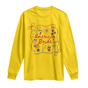 American Bride Bachelorette Party Long Sleeve Shirt Coquette Bow 4th Of July TS10 Daisy Print Your Wear