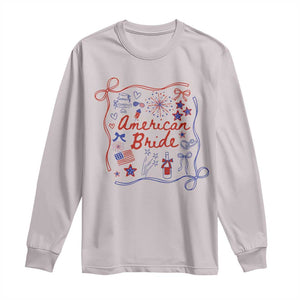 American Bride Bachelorette Party Long Sleeve Shirt Coquette Bow 4th Of July TS10 Ice Gray Print Your Wear