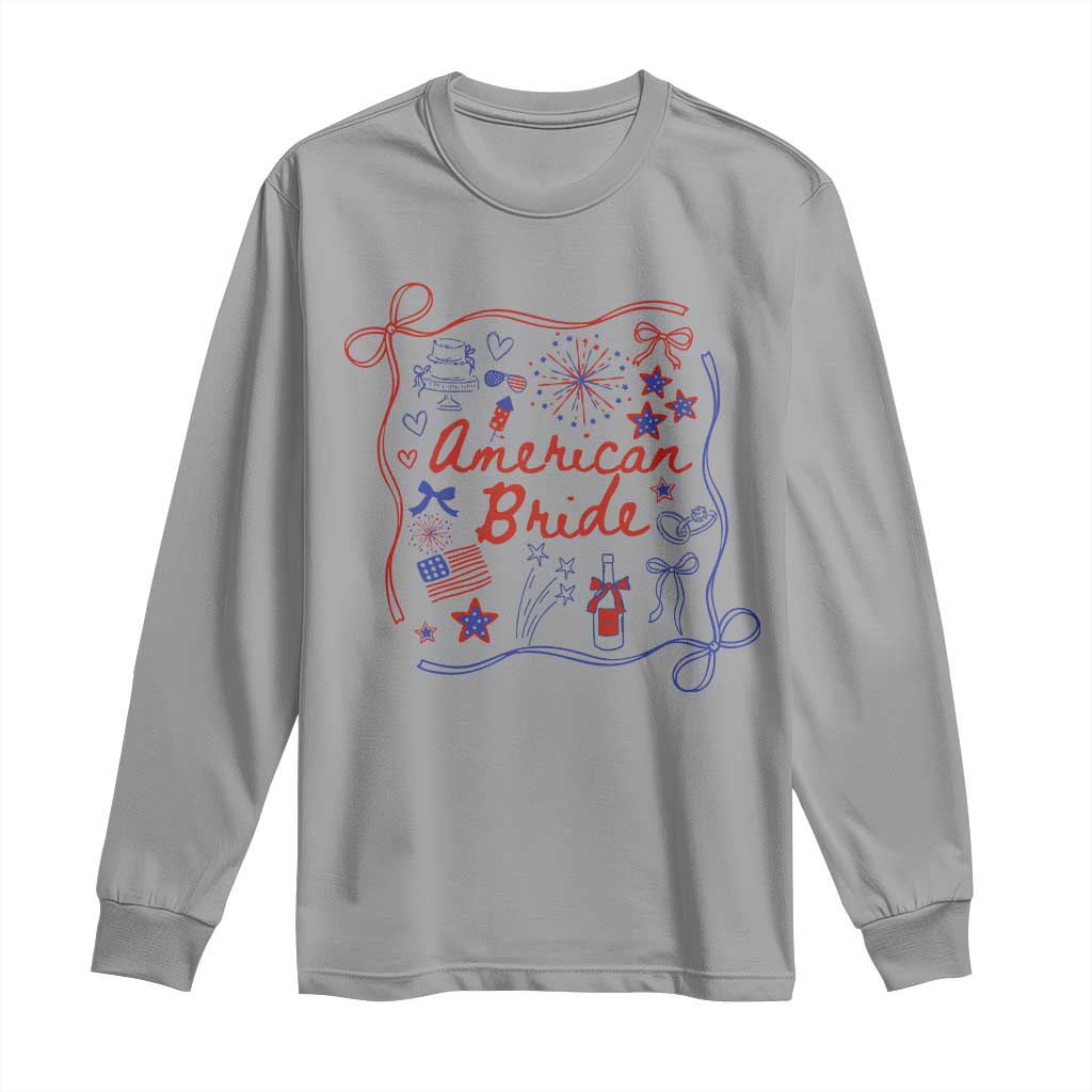 American Bride Bachelorette Party Long Sleeve Shirt Coquette Bow 4th Of July TS10 Sport Gray Print Your Wear