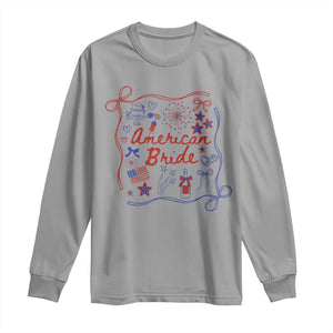 American Bride Bachelorette Party Long Sleeve Shirt Coquette Bow 4th Of July TS10 Sport Gray Print Your Wear