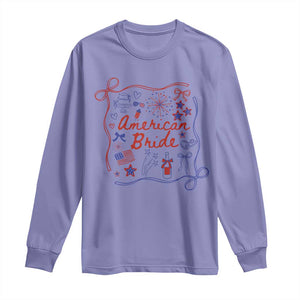 American Bride Bachelorette Party Long Sleeve Shirt Coquette Bow 4th Of July TS10 Violet Print Your Wear