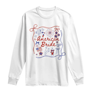 American Bride Bachelorette Party Long Sleeve Shirt Coquette Bow 4th Of July TS10 White Print Your Wear