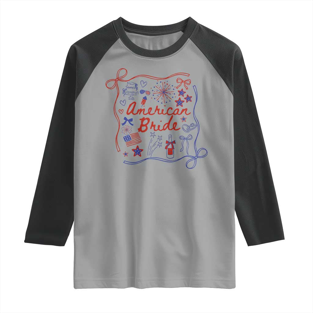 American Bride Bachelorette Party Raglan Shirt Coquette Bow 4th Of July TS10 Sport Gray Black Print Your Wear