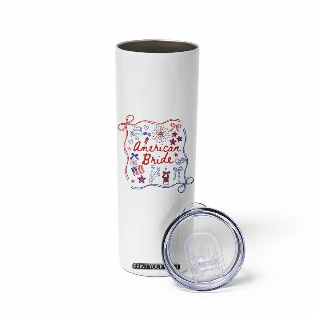 American Bride Bachelorette Party Skinny Tumbler Coquette Bow 4th Of July TS10 Print Your Wear