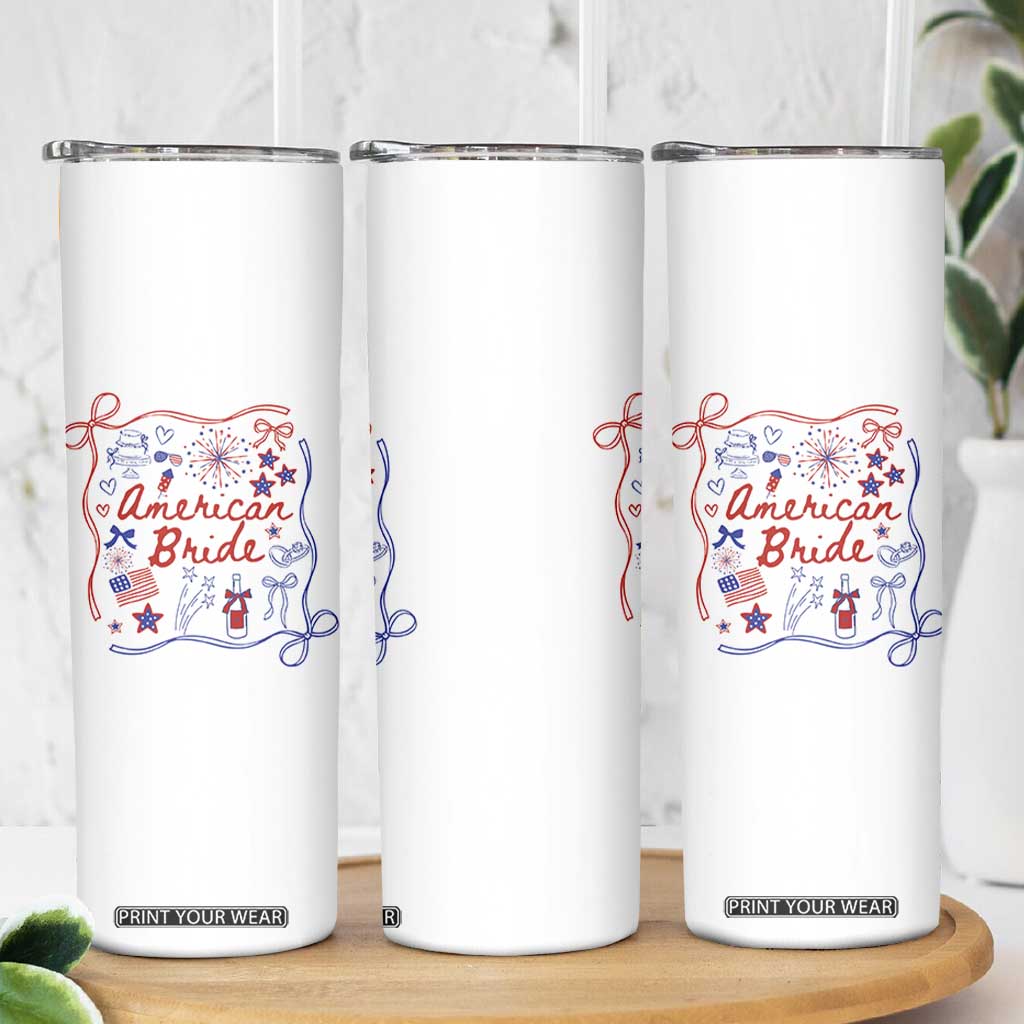 American Bride Bachelorette Party Skinny Tumbler Coquette Bow 4th Of July TS10 Print Your Wear