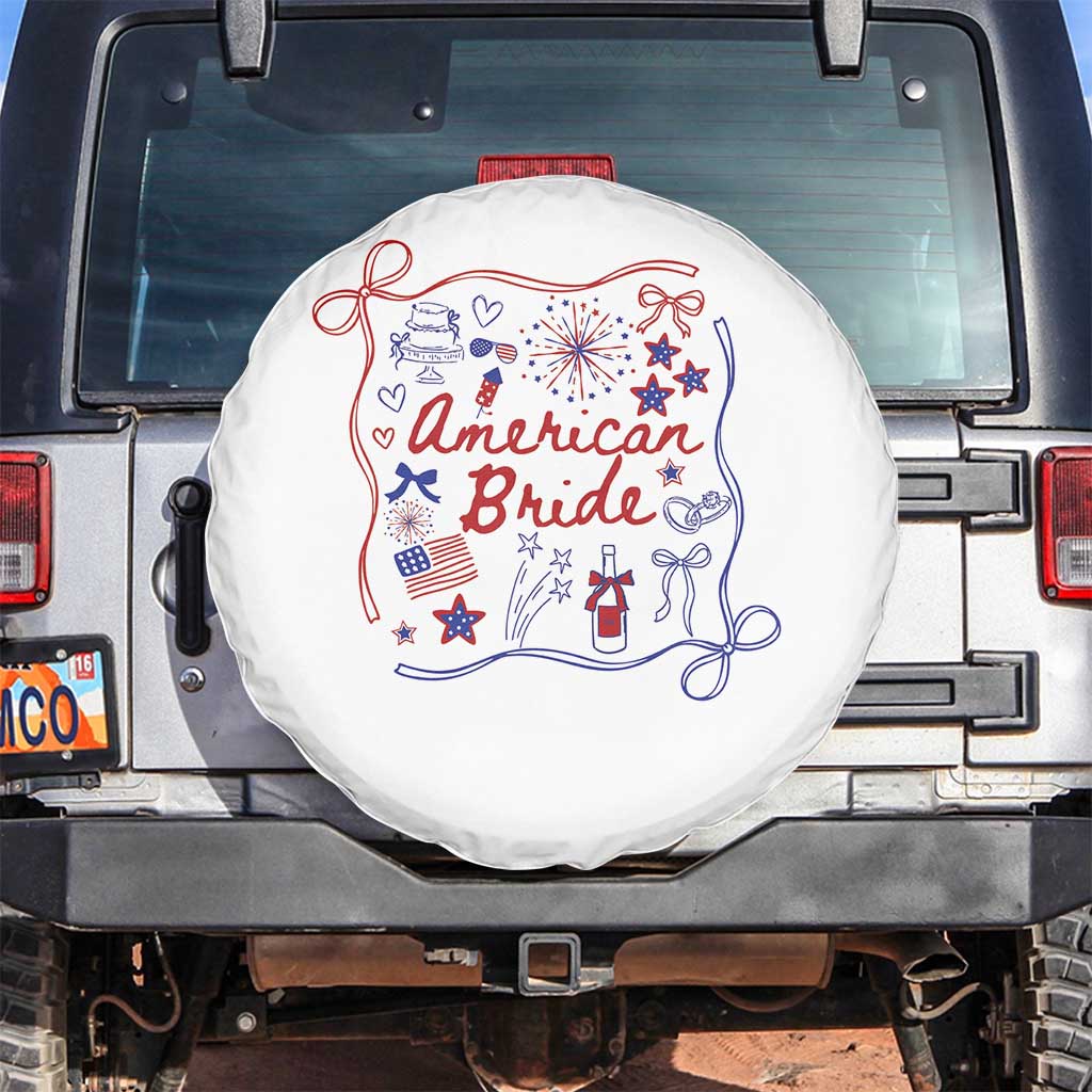 American Bride Bachelorette Party Spare Tire Cover Coquette Bow 4th Of July TS10 No hole White Print Your Wear