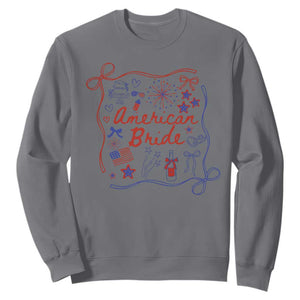 American Bride Bachelorette Party Sweatshirt Coquette Bow 4th Of July TS10 Charcoal Print Your Wear