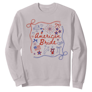 American Bride Bachelorette Party Sweatshirt Coquette Bow 4th Of July TS10 Ice Gray Print Your Wear