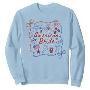 American Bride Bachelorette Party Sweatshirt Coquette Bow 4th Of July TS10 Light Blue Print Your Wear
