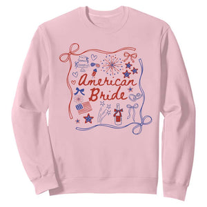 American Bride Bachelorette Party Sweatshirt Coquette Bow 4th Of July TS10 Light Pink Print Your Wear