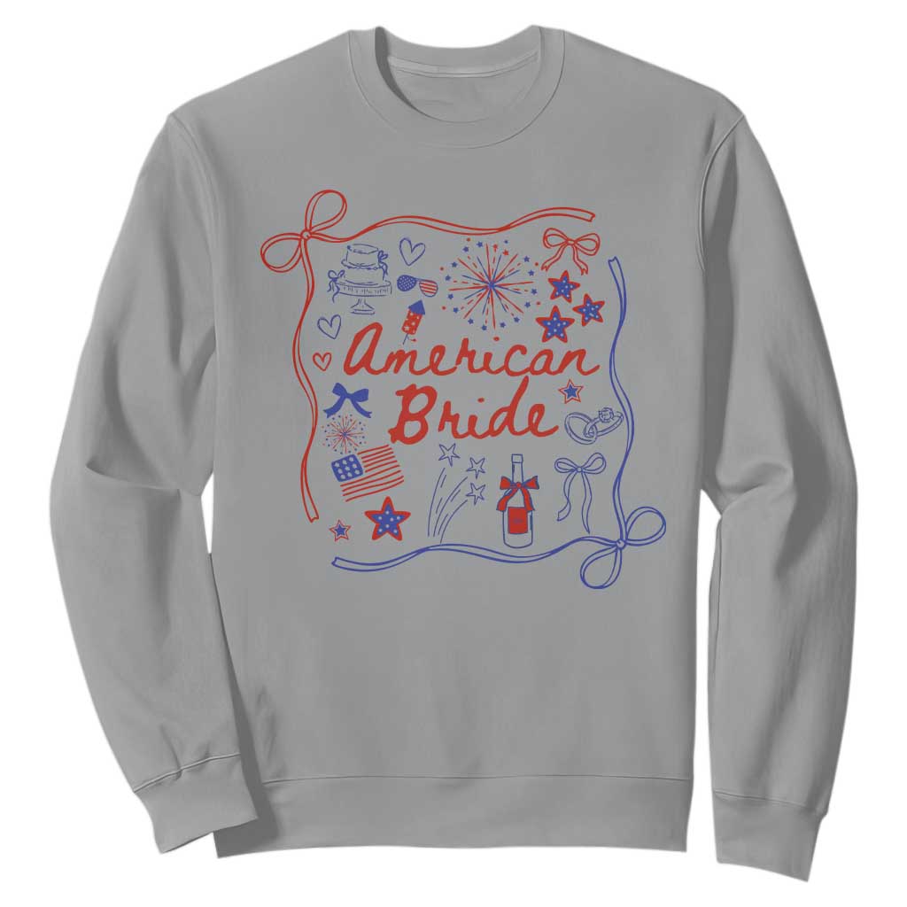 American Bride Bachelorette Party Sweatshirt Coquette Bow 4th Of July TS10 Sport Gray Print Your Wear