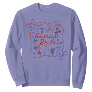 American Bride Bachelorette Party Sweatshirt Coquette Bow 4th Of July TS10 Violet Print Your Wear