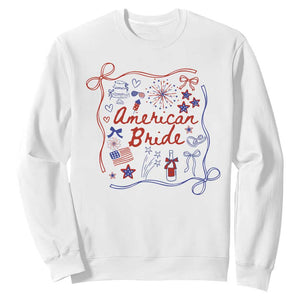 American Bride Bachelorette Party Sweatshirt Coquette Bow 4th Of July TS10 White Print Your Wear