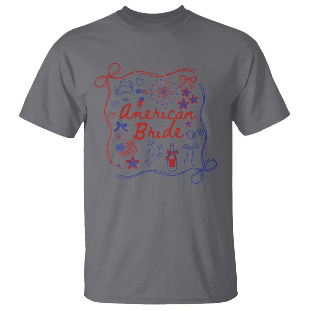 American Bride Bachelorette Party T Shirt Coquette Bow 4th Of July TS10 Charcoal Print Your Wear