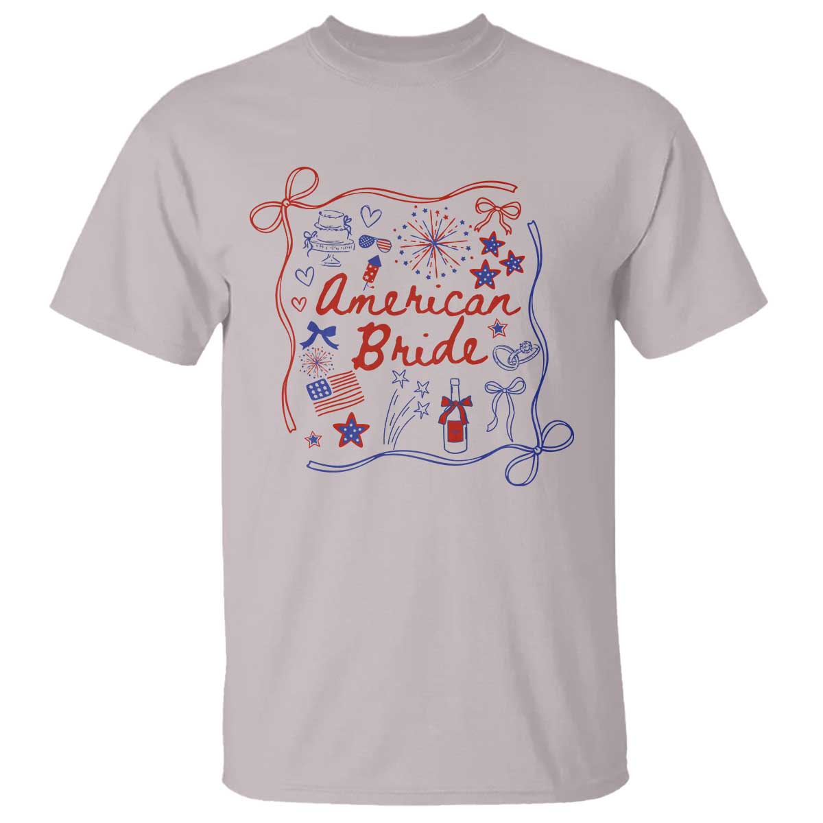 American Bride Bachelorette Party T Shirt Coquette Bow 4th Of July TS10 Ice Gray Print Your Wear