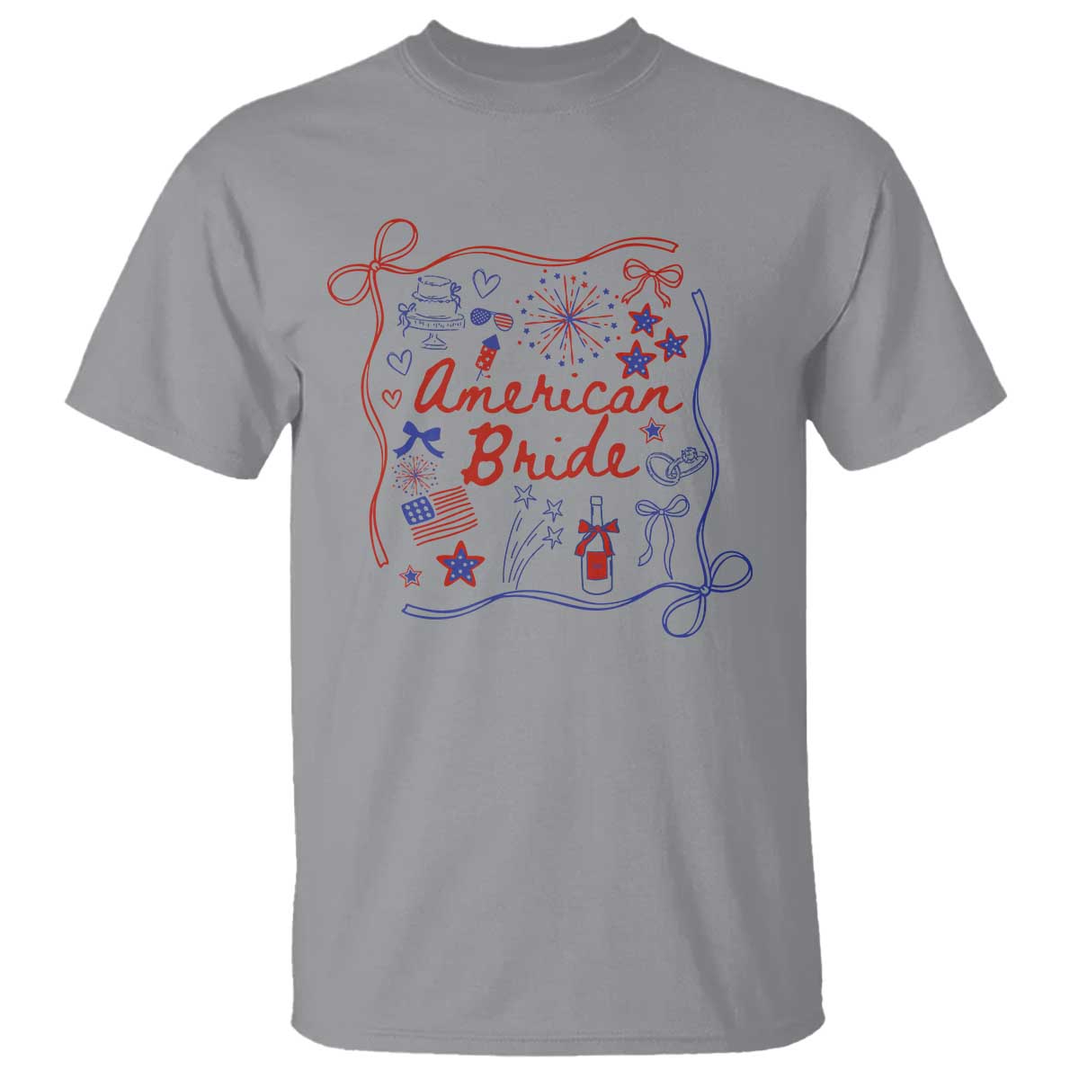 American Bride Bachelorette Party T Shirt Coquette Bow 4th Of July TS10 Sport Gray Print Your Wear