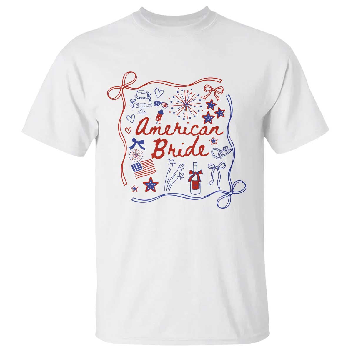 American Bride Bachelorette Party T Shirt Coquette Bow 4th Of July TS10 White Print Your Wear