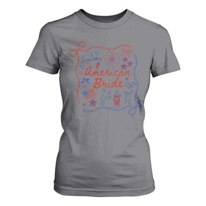 American Bride Bachelorette Party T Shirt For Women Coquette Bow 4th Of July TS10 Charcoal Print Your Wear