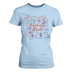 American Bride Bachelorette Party T Shirt For Women Coquette Bow 4th Of July TS10 Light Blue Print Your Wear