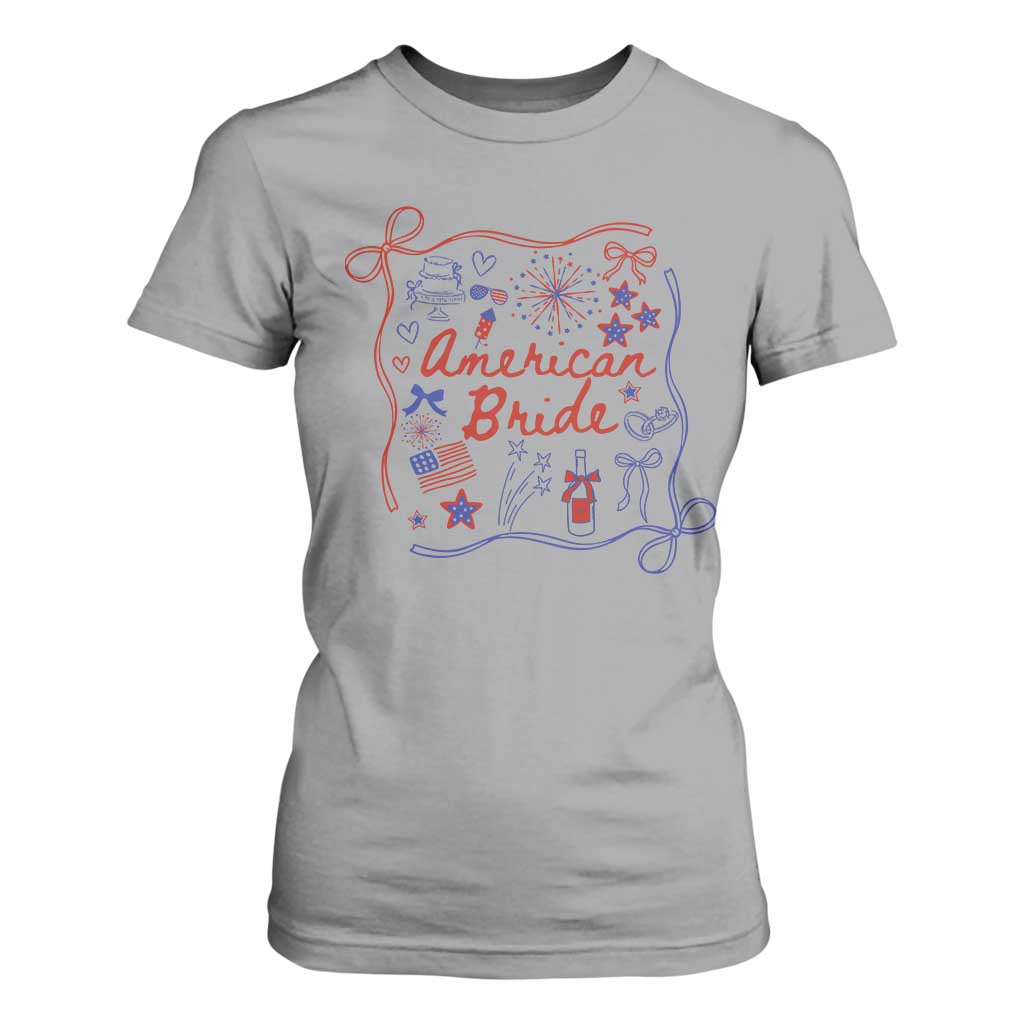 American Bride Bachelorette Party T Shirt For Women Coquette Bow 4th Of July TS10 Sport Gray Print Your Wear