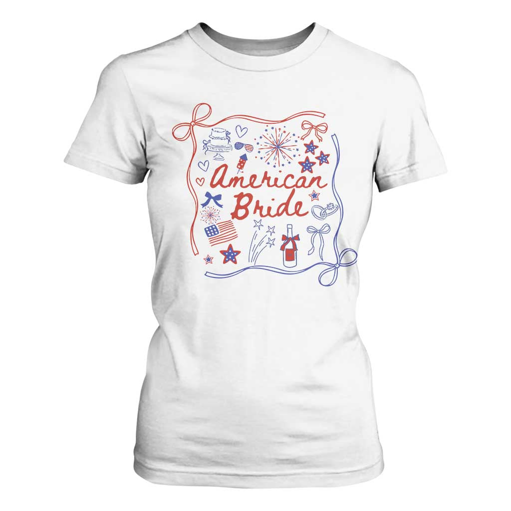 American Bride Bachelorette Party T Shirt For Women Coquette Bow 4th Of July TS10 White Print Your Wear