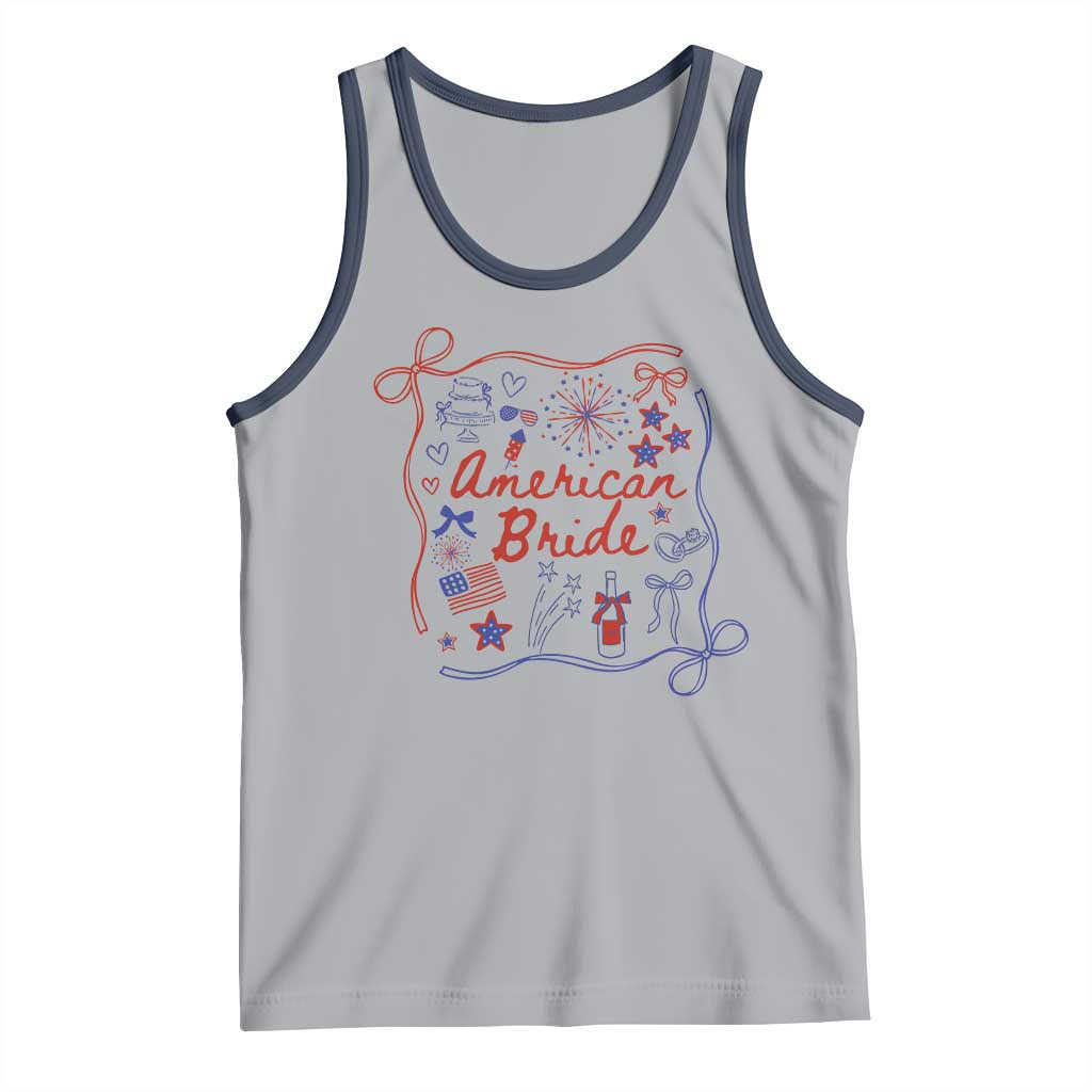 American Bride Bachelorette Party Tank Top Coquette Bow 4th Of July TS10 Athletic Heather Navy Print Your Wear